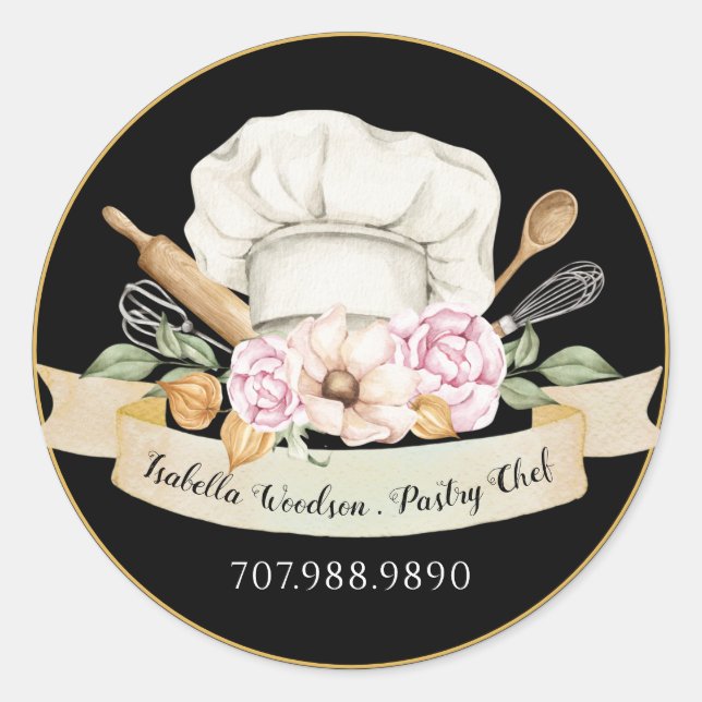 Adesivo Paneleiras de pastelaria Ferramentas Rotinas Preta (Frente)