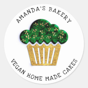 Adesivo Panificação de Casas Doce Muffin Verde Dourado