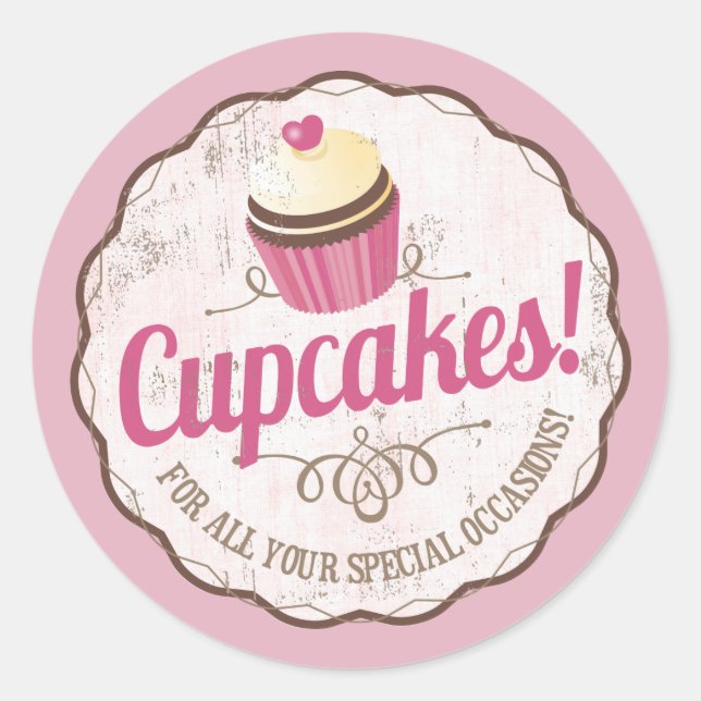 Adesivo Panificação de panificação de cupcakes cor-de-rosa (Frente)