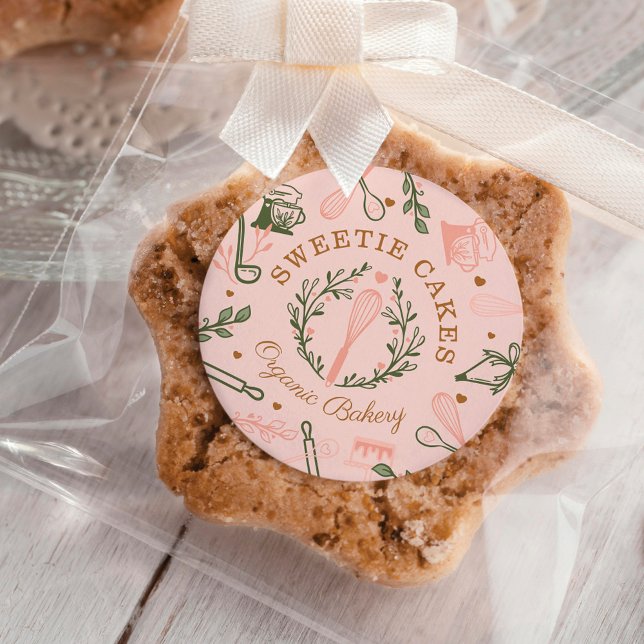 Adesivo Panificação de Utensílios Rosa e Verde Azeitona (Criador carregado)