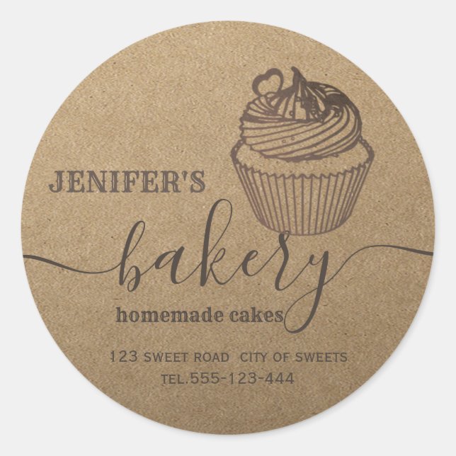 Adesivo Panificação Kraft cupcakes caseiros e doces (Frente)
