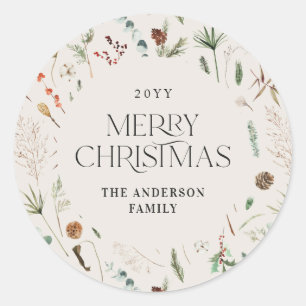 Adesivo Pano-água de Natal, botânico floral natural