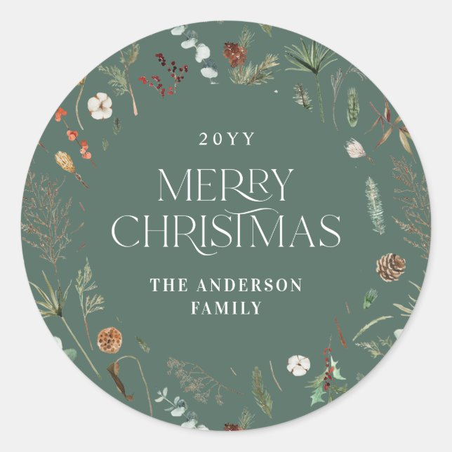 Adesivo Pano de água de Natal verde-verde-azul-botânico (Frente)