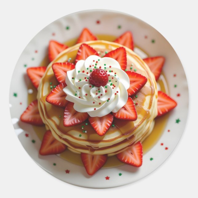 Adesivo Panquecas com Creme Chantilly e Confeitos de Natal (Frente)