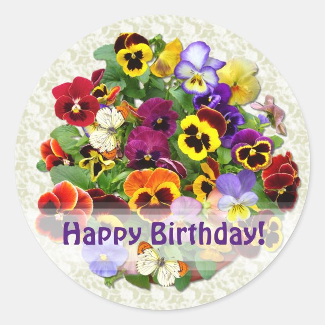 Adesivo Pansy Beauty Happy Birthday (Frente)