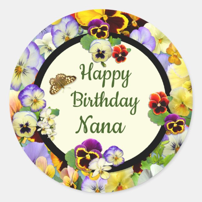 Adesivo Pansy Design Birthday para Nana (Frente)