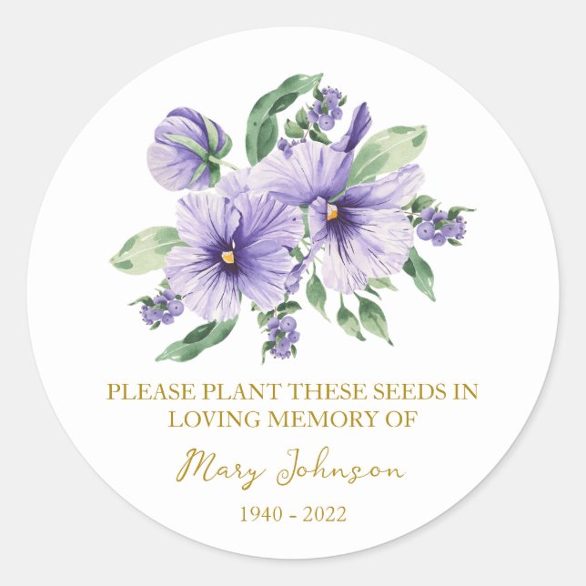 Adesivo Pansy Memorial Funeral Seed Packet (Frente)