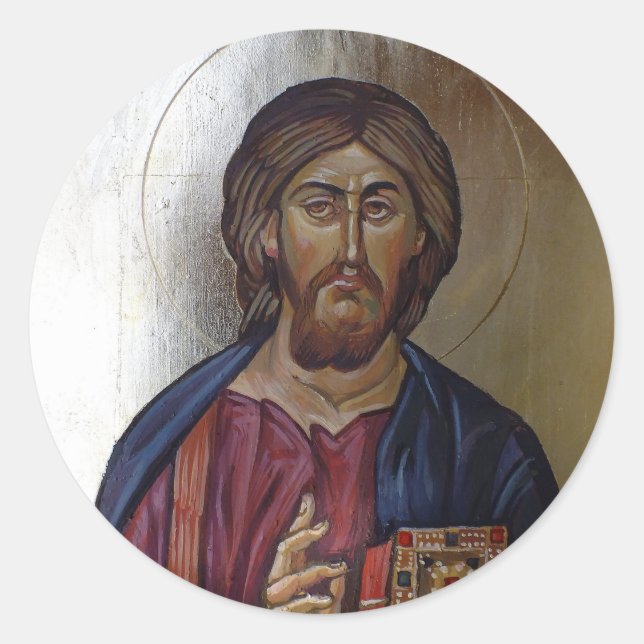Adesivo Pantocrator do cristo - Ícone de Estilo Bizantino (Frente)