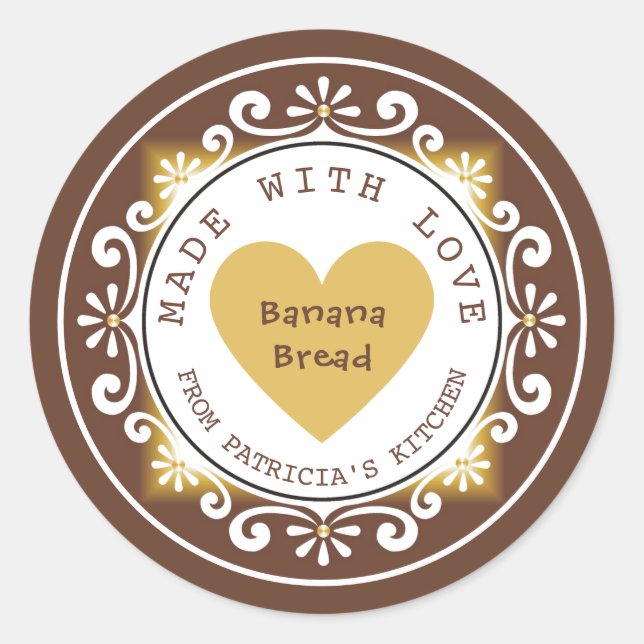 Adesivo Pão de Banana Caseiro Feito Com Amor (Frente)