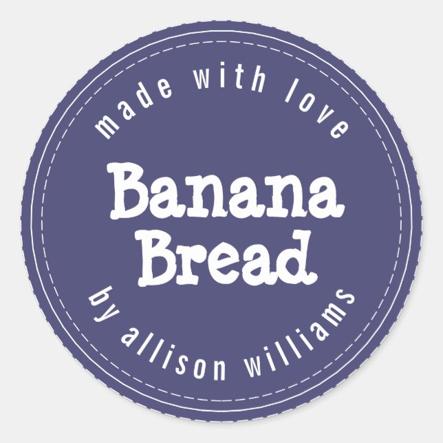 Adesivo Pão de Banana Caseiro Moderno Azul Marinho (Frente)