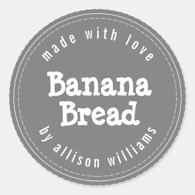 Adesivo Pão de Banana Caseiro Moderno Cinza Escuro (Frente)
