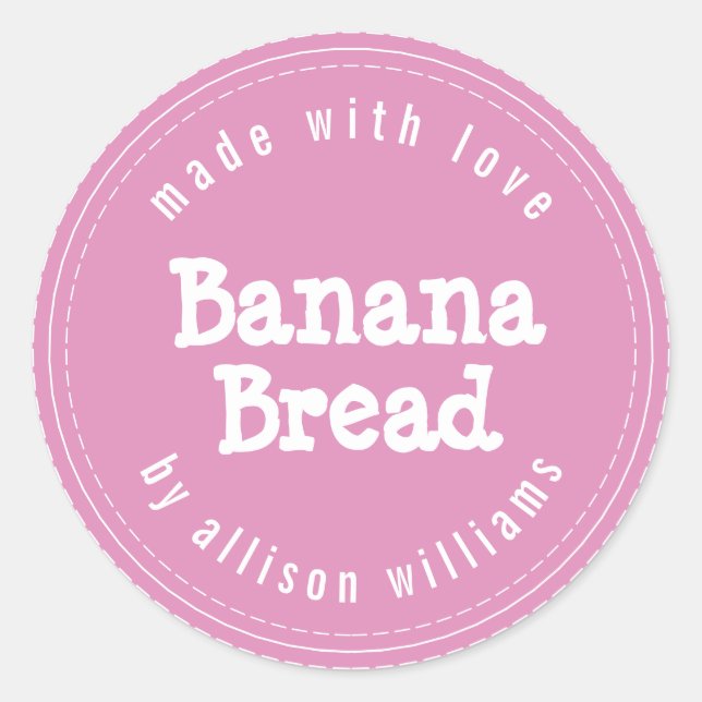 Adesivo Pão de Banana Caseiro Moderno Rosa Fúcsia (Frente)