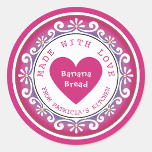Adesivo Pão De Banana Caseiro Rosa Feito Com Amor