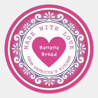 Adesivo Pão De Banana Caseiro Rosa Feito Com Amor
