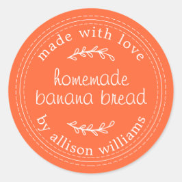 Adesivo Pão de Banana Caseiro Rústico Laranja