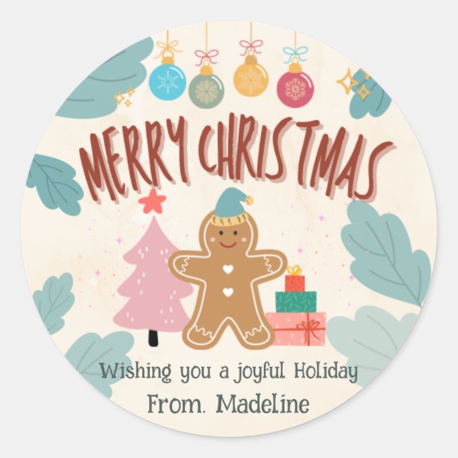 Adesivo Pão de gengibre bonito de Natal (Frente)
