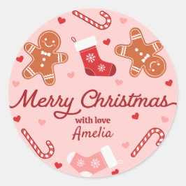 Adesivo Pão-de-gengibre Cenouras de Cana Rosa Natal