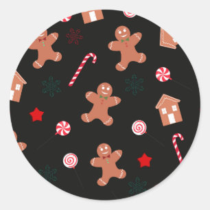 Adesivo Pão de gengibre e doces padrão de natal