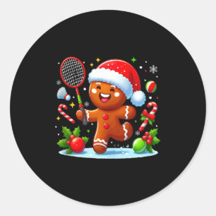 Adesivo Pão de gengibre Natal Jogando Badminton Divertido