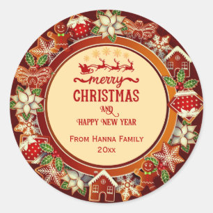 Adesivo Pão de Mel & Poinsettia Natal   Família Personaliz