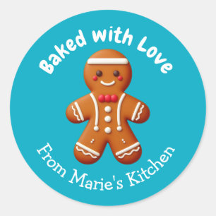 Adesivo Pão de Natal personalizável assado com amor
