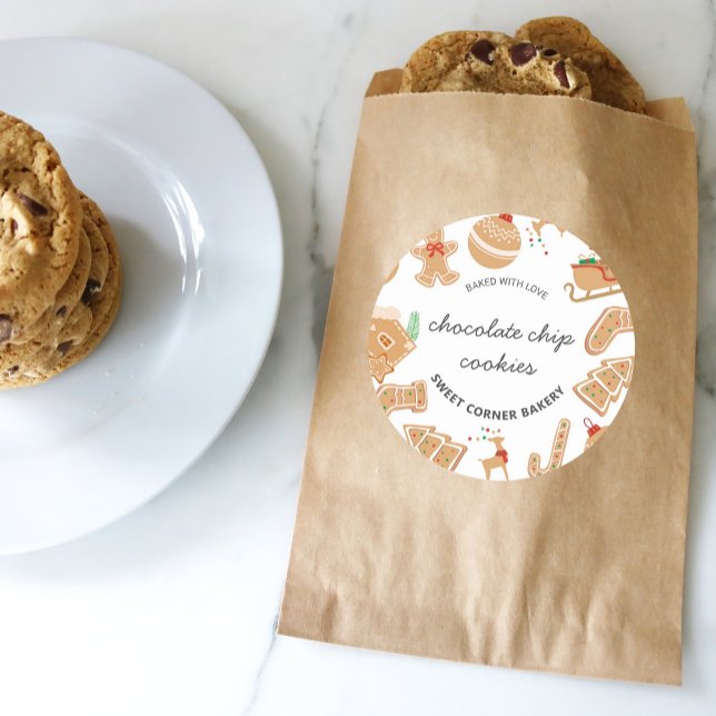 Adesivo Pão-de-padaria Feriado Baking Cookie Sticker (Bakery Gingerbread Holiday Baking Cookie Sticker)