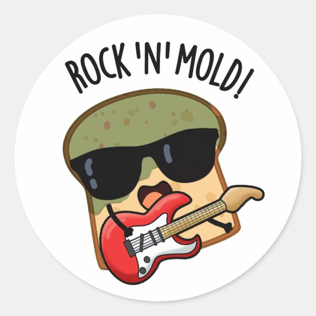 Adesivo Pão Divertido com Mofo e Rock Pun  (Frente)