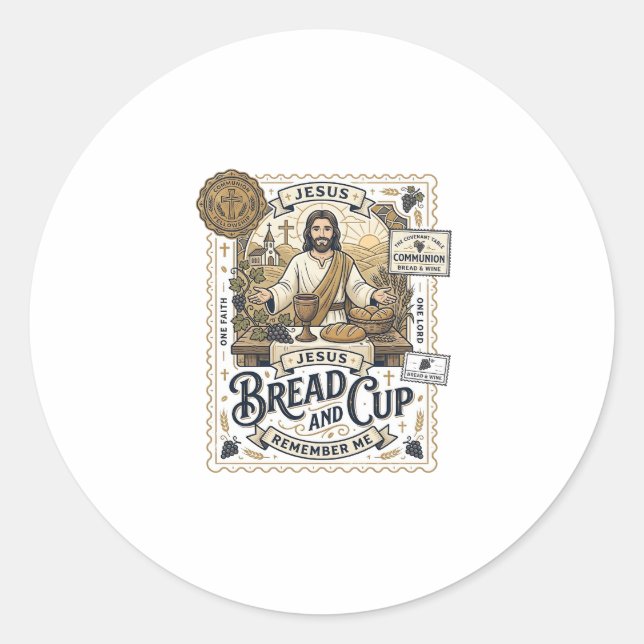 Adesivo Pão E Cálice Jesus Comunhão Fé Cristã Vint (Frente)