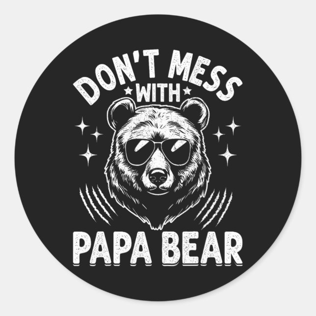 Adesivo Papá Engraçado Urso Don&# para Mess com Papa Urso (Frente)