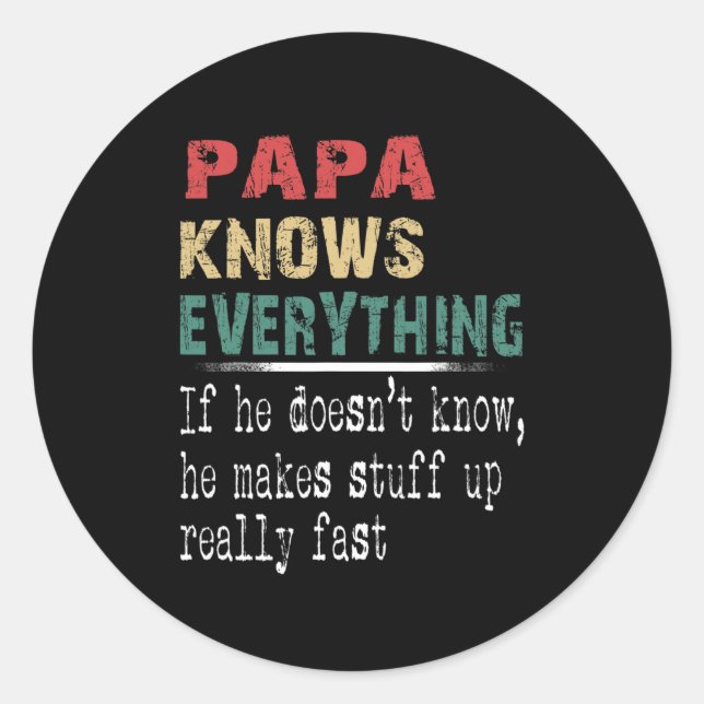 Adesivo Papa Knows Everything - Christmas Grandpa Gift  (Frente)