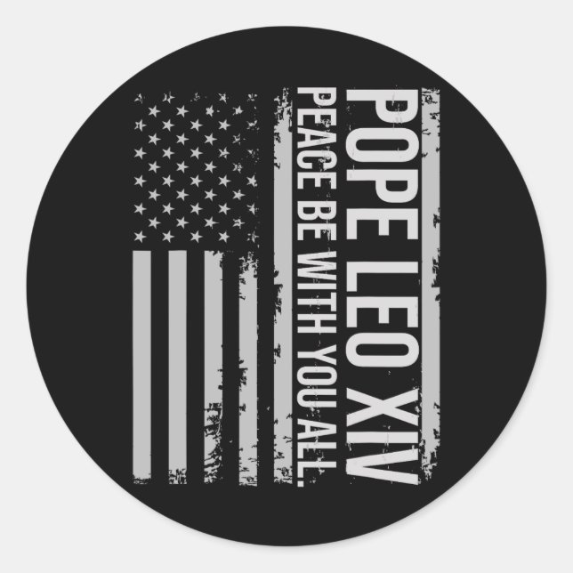Adesivo Papa Leo Xiv 14 Primeiro Papa Americano Flag Vin (Frente)
