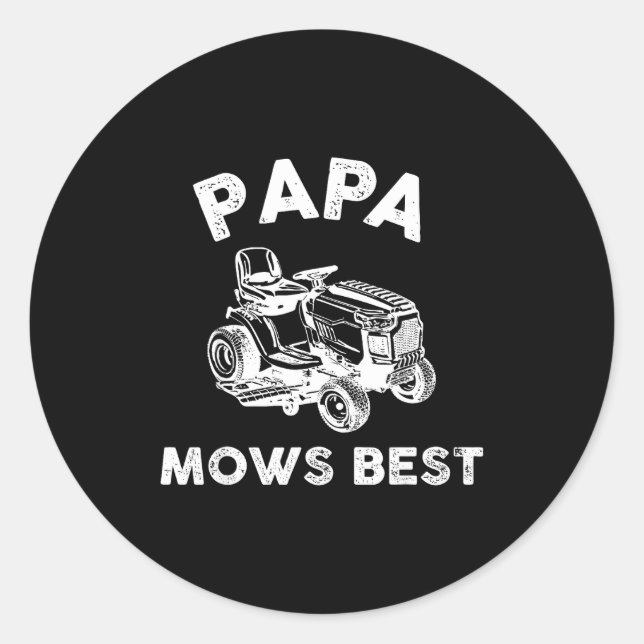 Adesivo Papa Mows Funny Lawn Mower Father's Day Grandpa  (Frente)