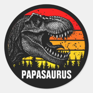 Adesivo Papa Saurus Trex Retro Vintage Sunset