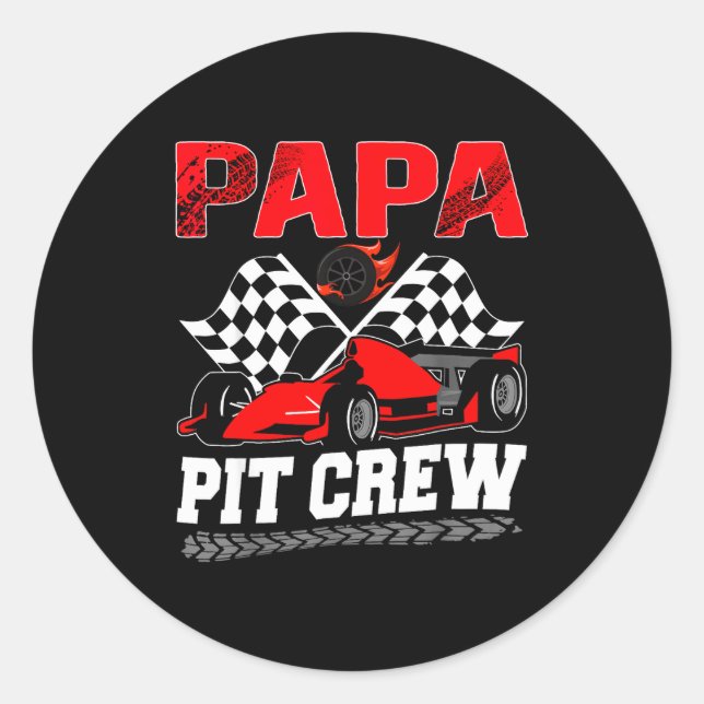 Adesivo Papa T Crew Racing Family Race Car Birthday Boy  (Frente)