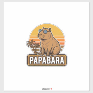 Adesivo PAPABARA Design Vetorial de Capivara Pai Retro_1