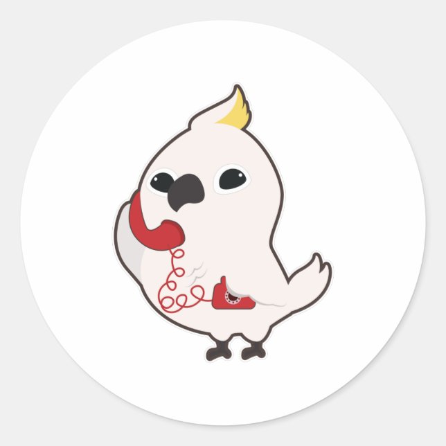 Adesivo Papagaio ao telefone com receptor de telefone (Frente)