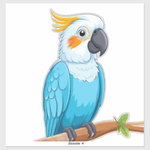 Adesivo Papagaio Azul de Desenho Animado no Galho