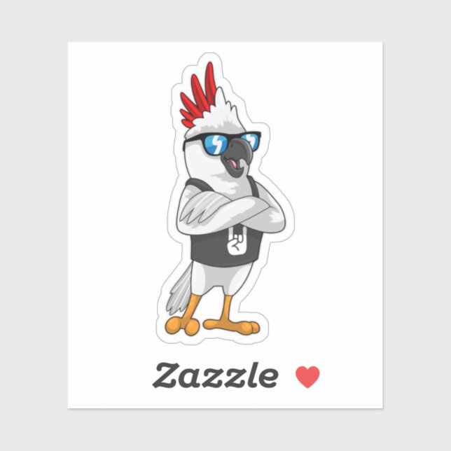 Adesivo Papagaio como músico com óculos escuros (Folha)