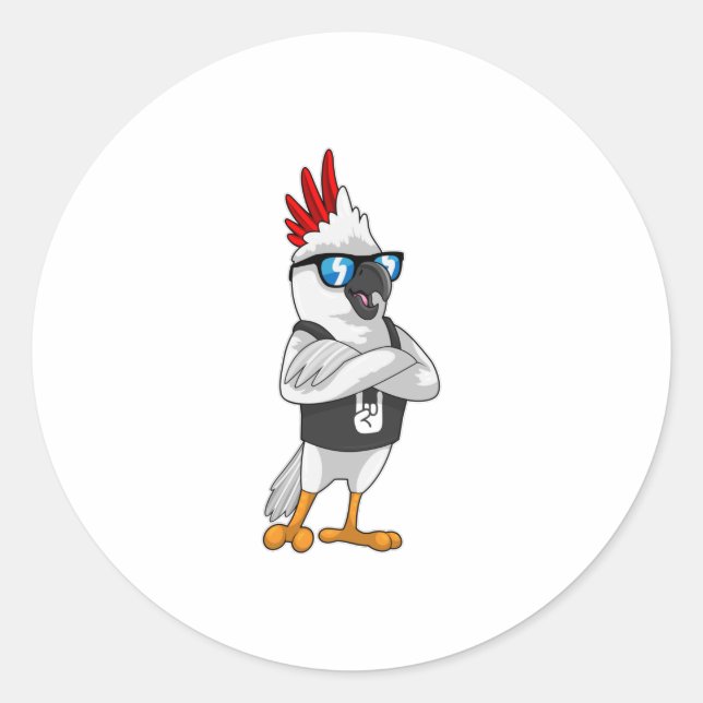 Adesivo Papagaio como músico com óculos escuros (Frente)