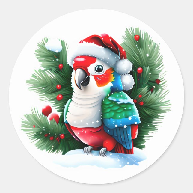 Adesivo Papagaio de Natal bonito (Frente)