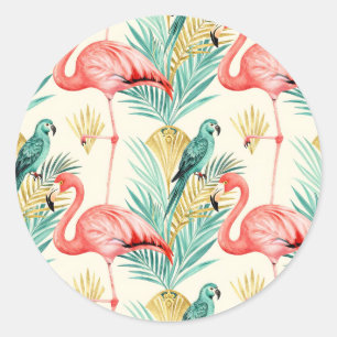 Adesivo Papagaio Flamingo Tropical da Selva
