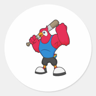 Adesivo Papagaio no Baseball com bastão de beisebol