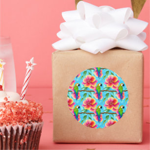 Adesivo Papagaio Tropical e Padrão Flor