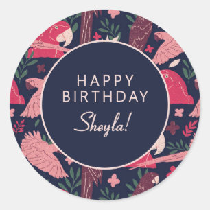 Adesivo Papagaio Tropical Feliz Aniversário Sheyla Persona