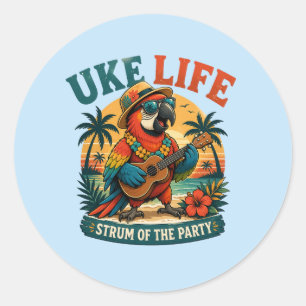 Adesivo Papagaio Uke Life – Vibrações da Ilha Ukulele Bird