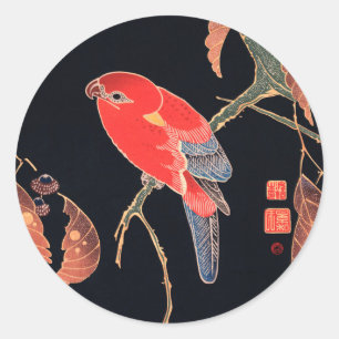 Adesivo Papagaio Vermelho no Ramal de uma Árvore por Ito 