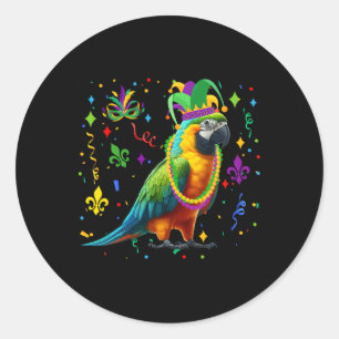 Adesivo Papagaio Vestindo Mardi Gras Miçanga Jester Hat Ma