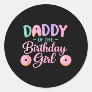 Adesivo Papai da Menina de Aniversário Família Donut