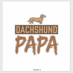 Adesivo Papai Dachshund Gravação Vintage Design de Papai C