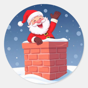 Adesivo Papai Noel Acenando Alegremente na Chaminé